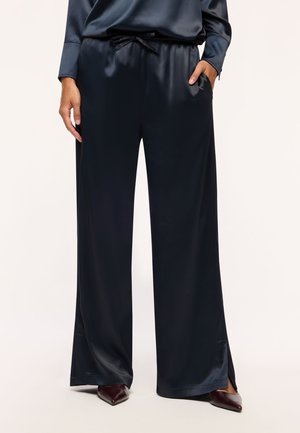 Terranova, PANTALONI LUNGHI IN SATIN CON COULISSE - Pantaloni - dark-blue