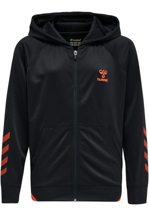 Hummel ACTION ZIP HOODIE KIDS UNISEX - Träningsjacka - black cherry tomato