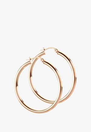 Okrugle naušnice od ružičastog zlata s glatkom, poliranom površinom, okruglim oblikom i zatvaranjem na šarke za sigurnu nosivost.