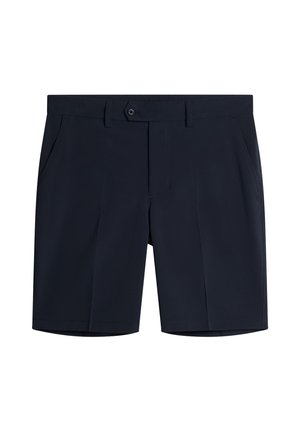Shorts navy en tissu léger, avec une taille plate, deux poches latérales et une fermeture à bouton. Lignes épurées et design minimaliste.