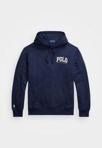 Námorně modrá mikina z bavlněné směsi s přední kapsou typu kangaroo, kapucí se stahovací šňůrkou a vyšitým logem "POLO" na hrudi.