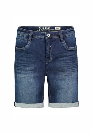 BERMUDA MIT GESCH SAUM - Jeans Shorts - blau