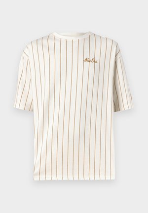 New Era PINSTRIPE TEE - Print T-shirt - off white/yellow