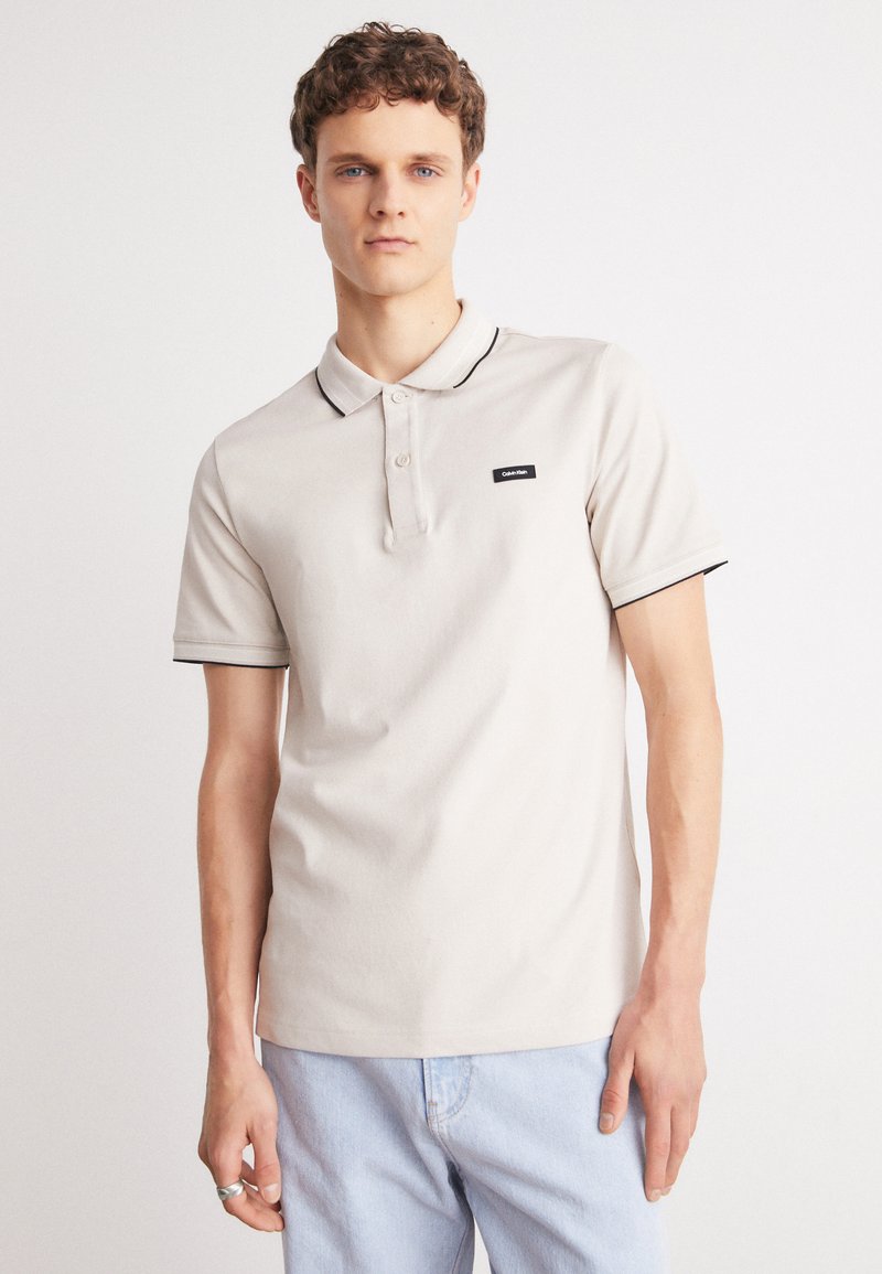 Calvin Klein MULTI TIPPING  - Polo shirt - stony beige/vanilla ice