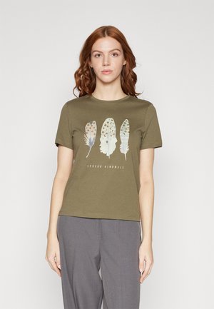 ONLY ONLKITA LIFE FEATHERS - T-shirt imprimé - kalamata