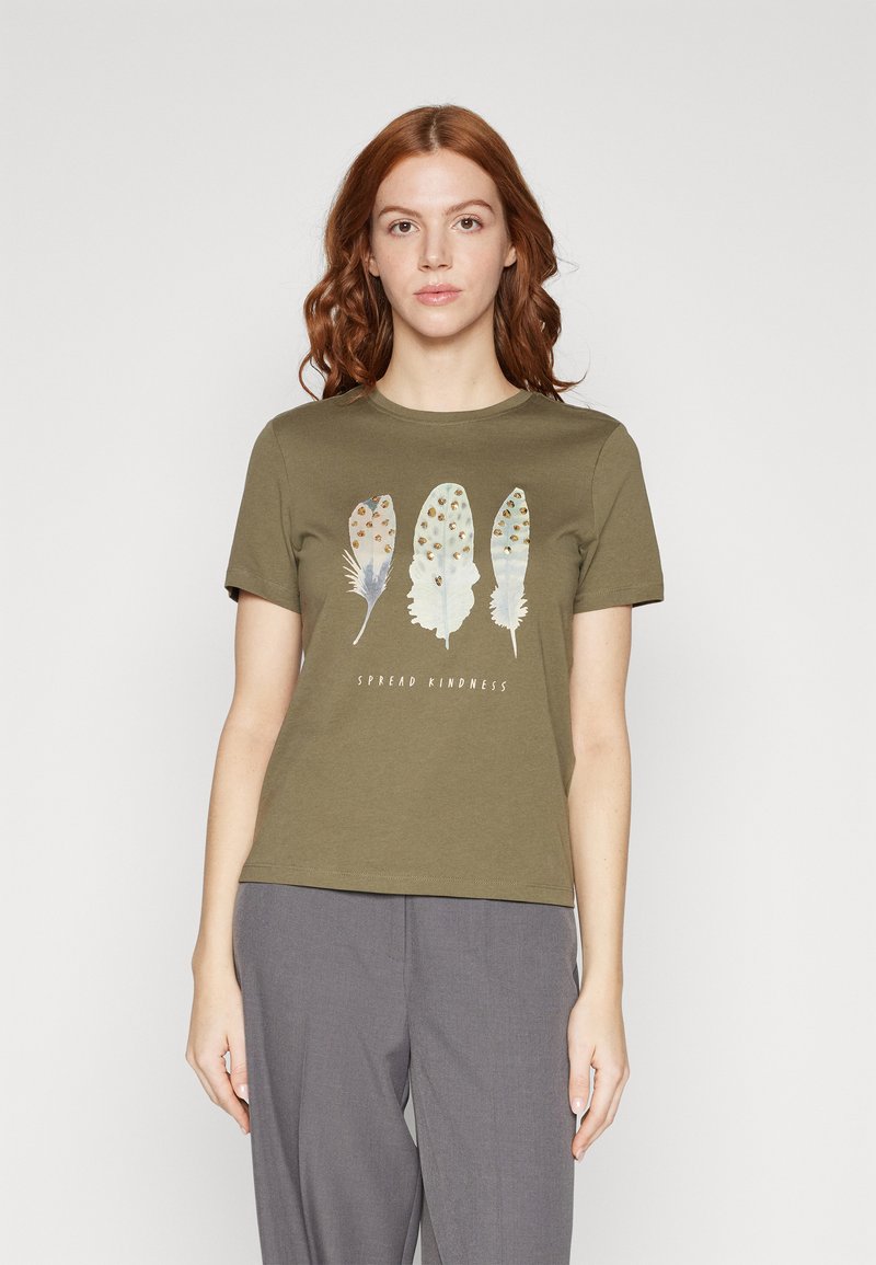 ONLY - ONLKITA LIFE FEATHERS TOP - Print T-shirt - kalamata, Enlarge