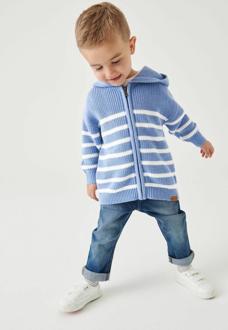 Next KNITTED ZIP THROUGH HOODIE Vest blue/blauw Zalando.nl