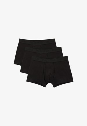 Fekete pamut boxer alsónadrág, három darabos csomagban, rugalmas derékkal, amelyen a "PULL&GEAR" felirat található, sima textúrával és klasszikus szabással.