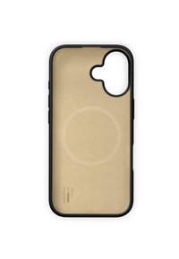 Black phone case with sleek, matte gold interior. Features precision cutouts and subtle branding. Smooth texture with minimal design elements.