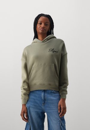 PEQUS CROPPED HANDWRITTEN LOGO HOODIE - Sweatshirt - dust grey