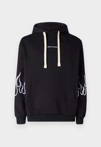 HOODIE WITH EMBROIDERED FLAMES - Kapuzenpullover - black