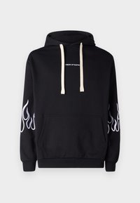 HOODIE WITH EMBROIDERED FLAMES - Hoodie - black