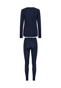 Marineblå langærmet top og matchende leggings lavet af blødt stof. Har en rund halsudskæring og elastisk talje med logodetaljer.