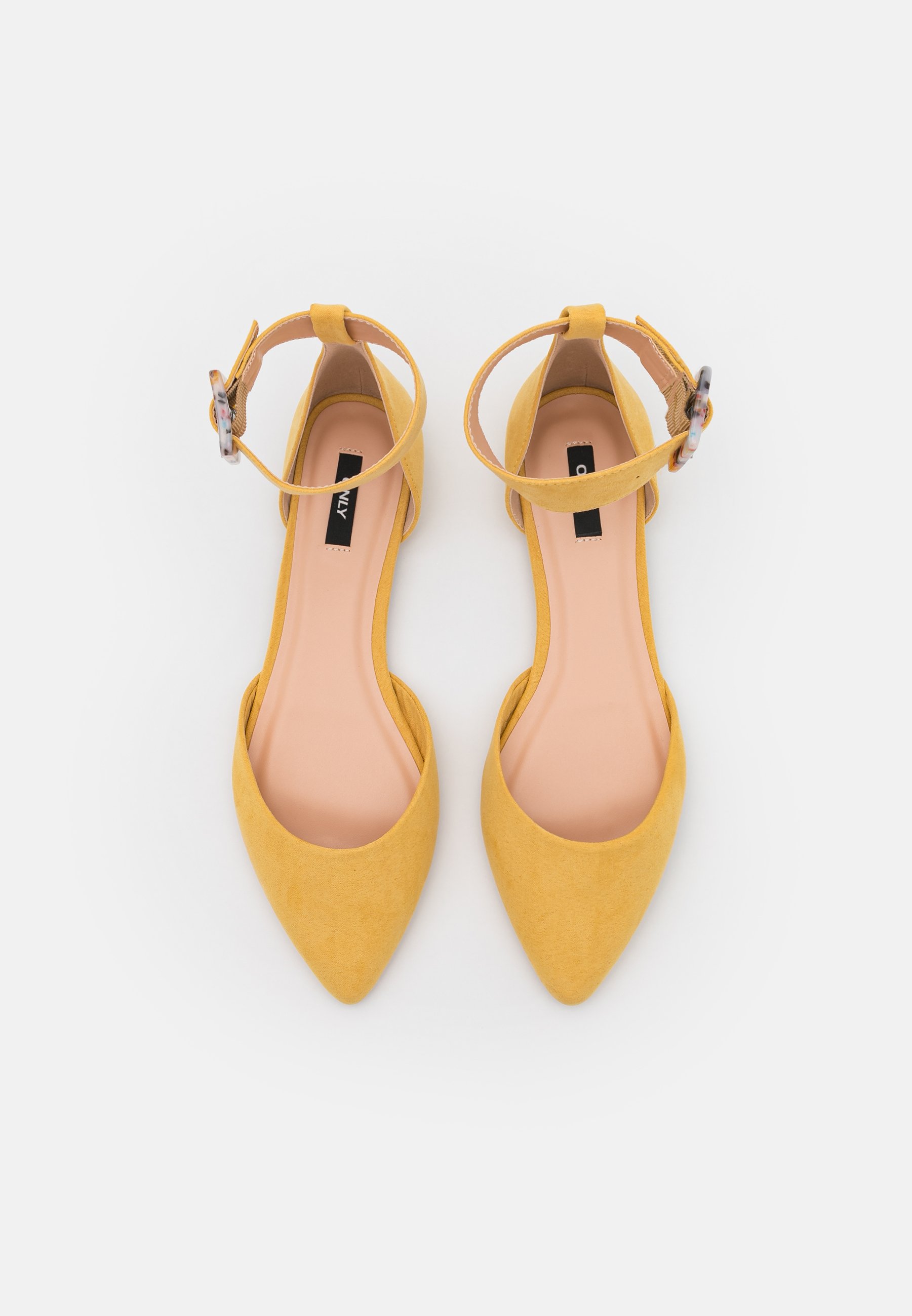 yellow ankle strap flats