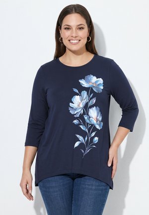 MIAMODA, T-SHIRT, A-LINIE, GROSSE BLÜTEN, ZIPFELSAUM - Longsleeve - dark marine