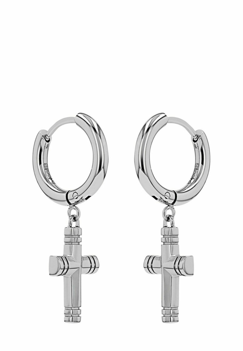 Orecchini a cerchio per uomo e ragazzo, nero/argento/oro/multicolore, in acciaio inox vintage, con pendente a forma di croce, ipoallergenici, gioielli regalo per laurea, Pasqua, Natale, Acciaio