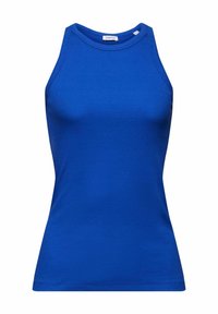 Débardeur bleu côtelé sans manches avec encolure ronde et coupe ajustée, signé Esprit.