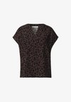 BLOUSE SHIRT WITH SPLIT NECK AND LEOPARD PATTERN - Blouse - molten earth