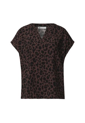 Street One, BLUSENSHIRT MIT SPLIT NECK UND LEO-MUSTER - Blouse - molten earth