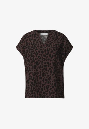 Street One, BLUSENSHIRT MIT SPLIT NECK UND LEO-MUSTER - Camicetta - molten earth