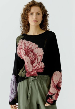 Strickpullover - black red