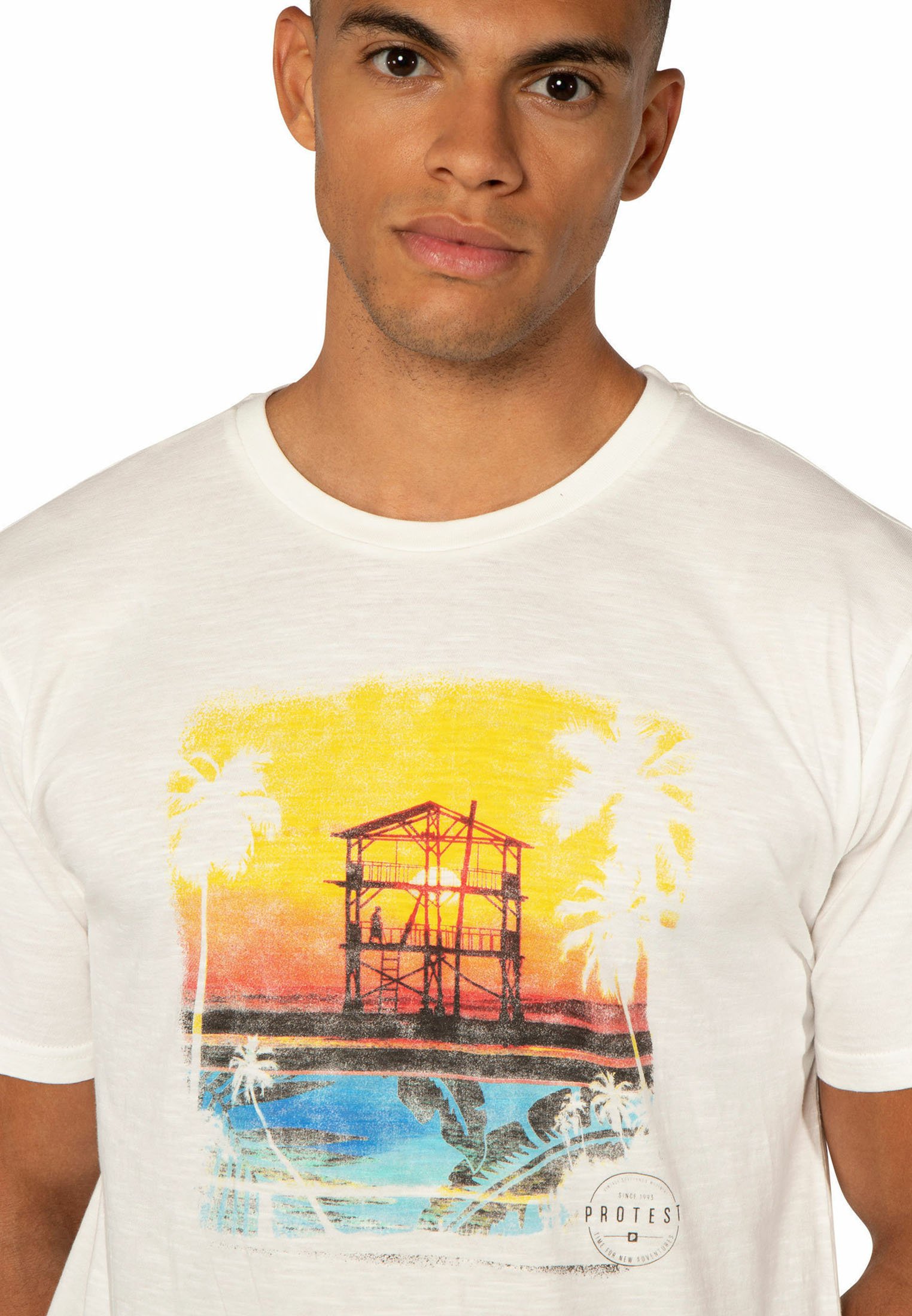 Protest STANTON T shirt print off whiteyellow Zalando.nl Protest STANTON T shirt print off whiteyellow Zalando.nl