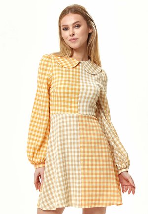 CHECK MINI  WITH COLLAR - Day dress - orange