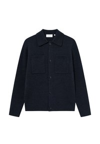 Jūras spēku kardigans no teksturēta auduma, ar apkakli, pogu aizdari un divām krūšu kabatām. Klasisks dizains ar brīvu piegriezumu.