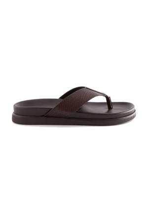 EMBOSSED LEATHER TOE POST SANDALS - Sandalai su T formos dirželiu - brown