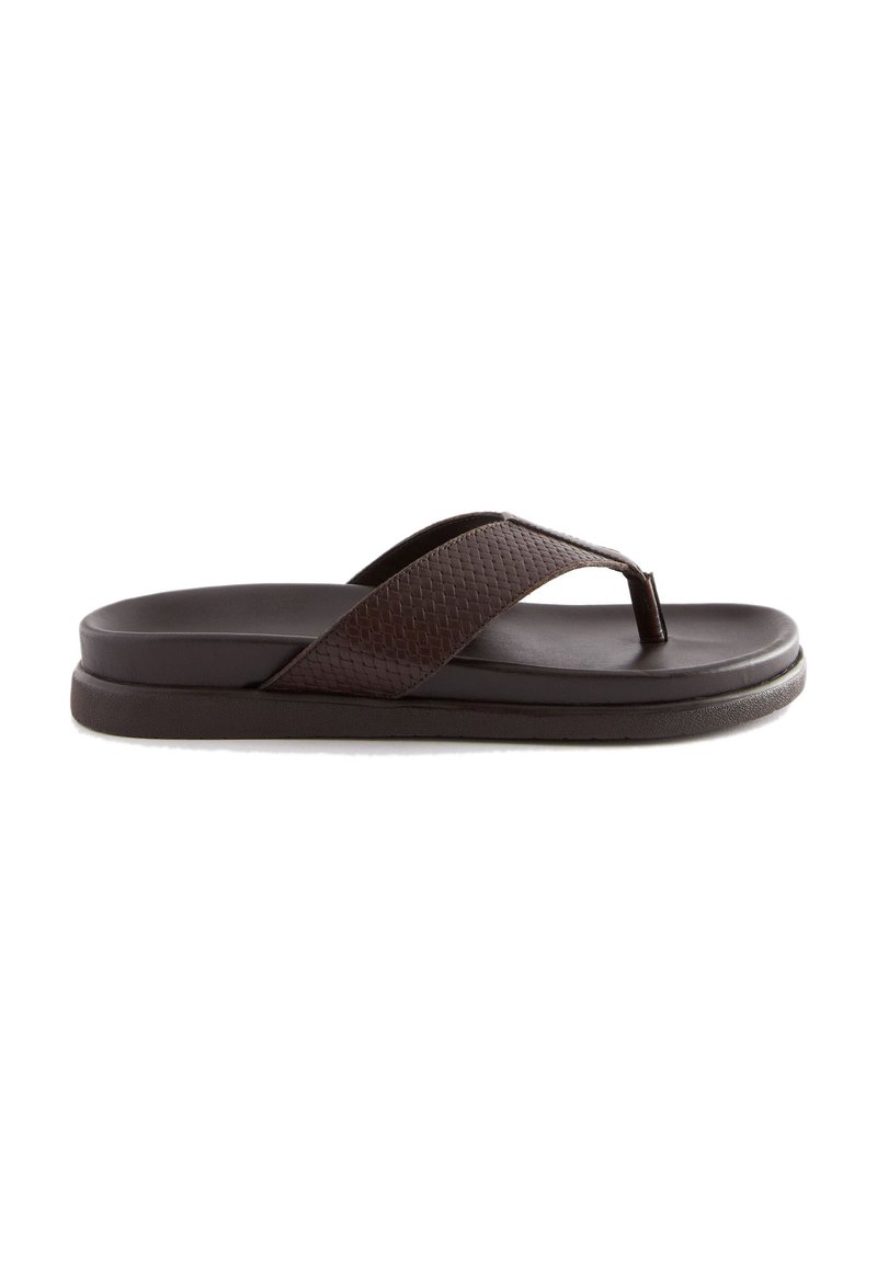 Next EMBOSSED LEATHER TOE POST SANDALS - Zehentrenner - brown