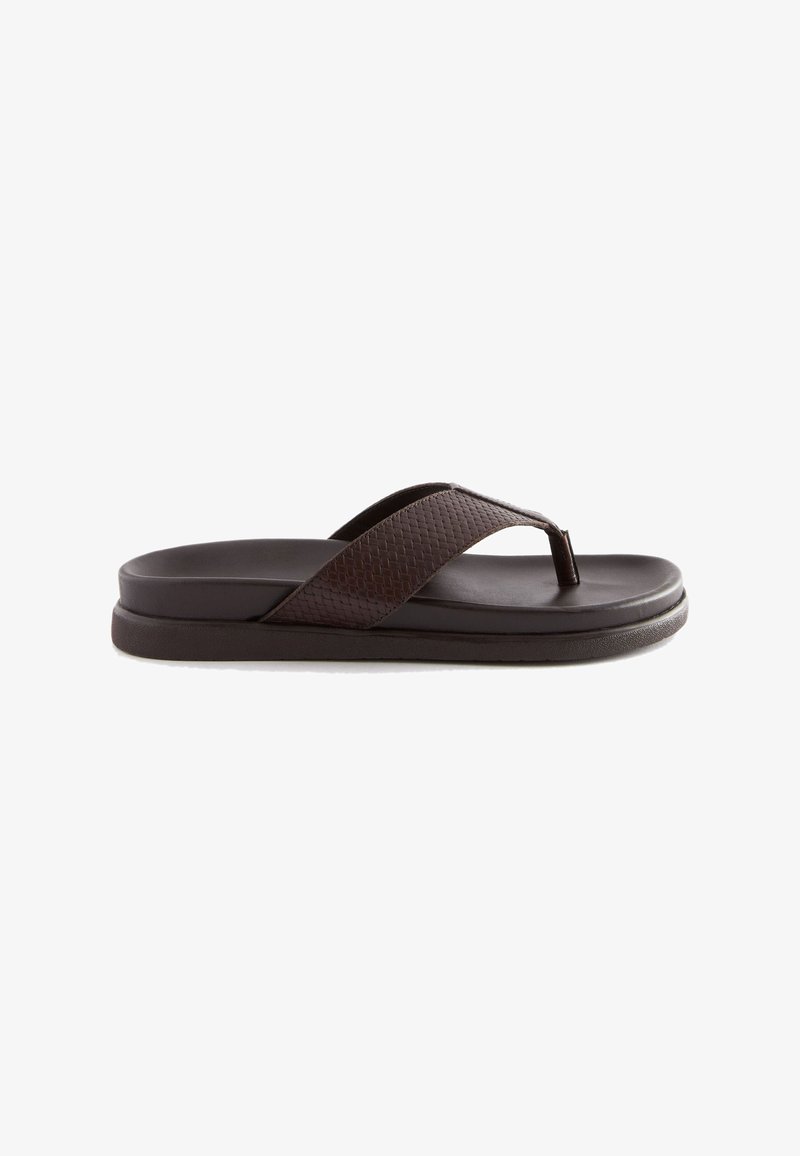 Next EMBOSSED LEATHER TOE POST SANDALS - Sandalai su T formos dirželiu - brown