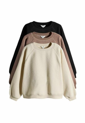 REGULAR FIT - 3 PACK CREW NEC - Fleece jumper - chocolate brown cream taupe