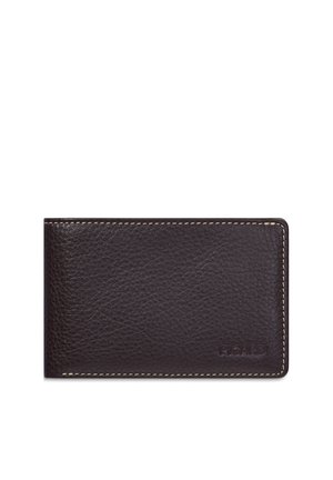 Dunkelbraune, strukturierte Lederbrieftasche mit sichtbaren Nähten entlang der Kanten und eingeprägtem Markennamen "PICARD" in der unteren rechten Ecke.