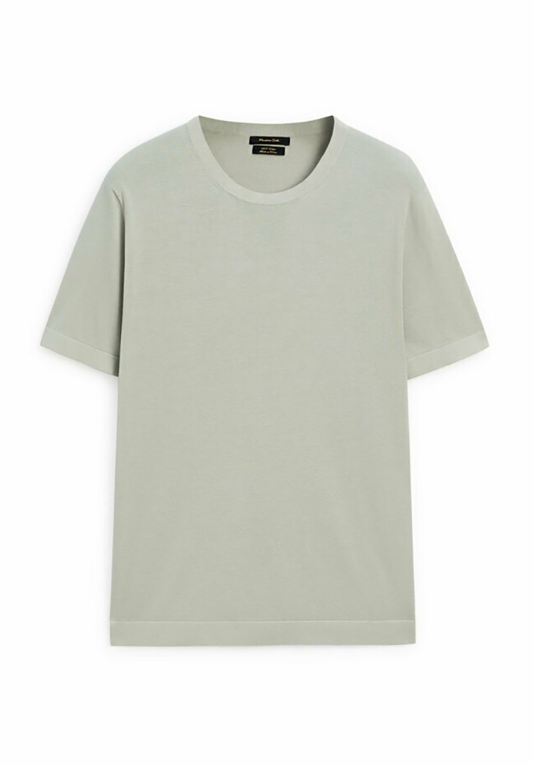 ★Massimo Dutti★ Short sleeve cotton blend t-shirt Massimo Dutti SHORT SLEEVE - Basic T-shirt - evergreen