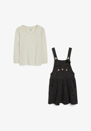 Jerseykleid - schwarz beige