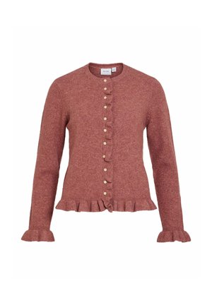 VILA, KNITTED CARDIGAN VIJACIA FRILL - Gilet - rose brown
