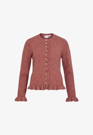VILA, KNITTED CARDIGAN VIJACIA FRILL - Gilet - rose brown