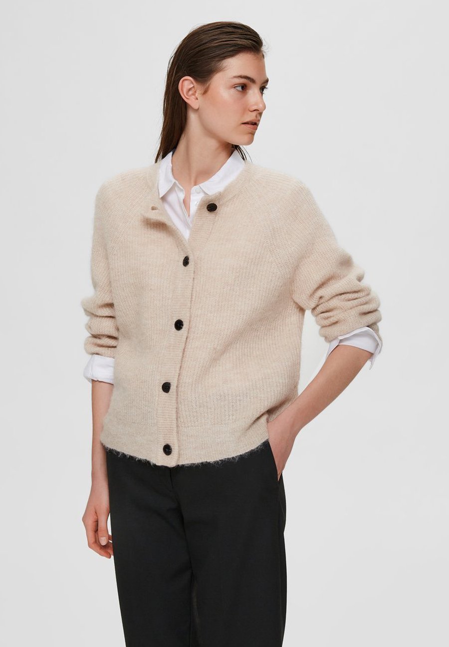 Selected Femme SLFLULU LS NOOS - Cardigan - birch/off-white - Zalando.co.uk