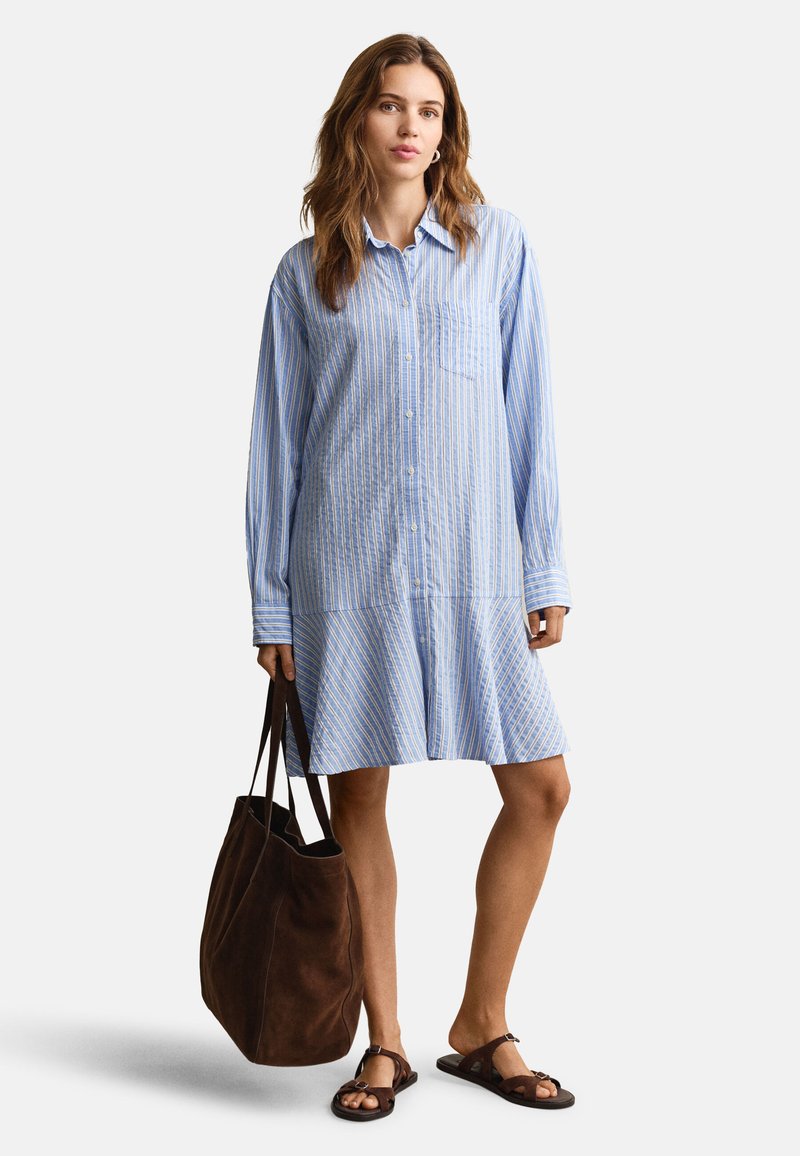 GANT STRIPE SEERSUCKER - Košilové šaty - palace blue