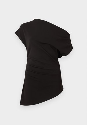 Gina Tricot, ASYMMETRIC PLEATED  - Lihtne T-särk - black