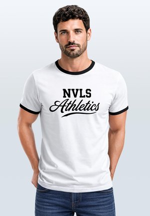 Neverless, HERREN T-SHIRT RETRO KONTRASTBUND - NVLSATHLETICS - PRINTSHIRT - T-Shirt print - weiß-schwarz