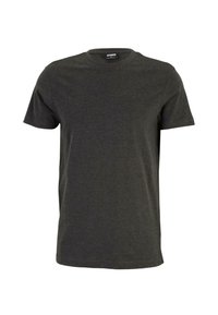 Tricou din bumbac gri închis, cu guler clasic rotund și mâneci scurte. Textură moale, design simplu și fără motive sau accente vizibile.