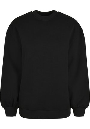 Sort sweatshirt med rund hals, lange ærmer med elastiske manchetter og ribbet for. Lavet af blødt, tekstureret stof.