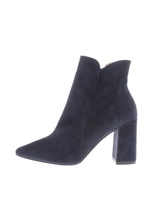 High heeled ankle boots - navy