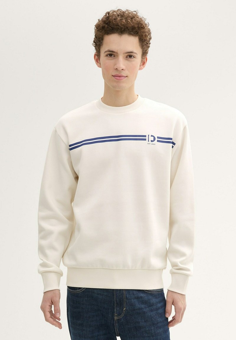 TOM TAILOR DENIM MIT LOGOPRINT - Felpa - gardenia white