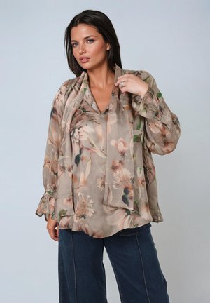 COL CRAVATE FLUIDE  A IMPRIMÉ FLORAL - Bluse - sablefleur