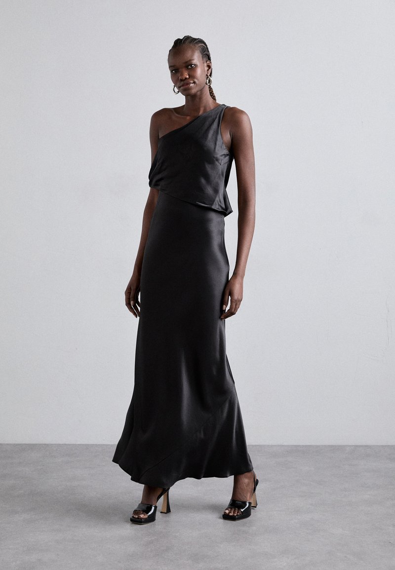 staud sonia one shoulder dress Sonia one-shoulder satin maxi dress in blue - Staud