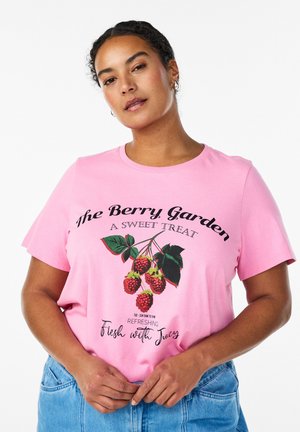 MIT FRÜCHTE-UND TEXT - Potiskana majica - pink drink w berry