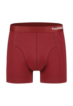Røde bomullsboksebriefs med flat midjebånd som har "Pockies"-logoen. Glatt tekstur og ergonomisk design med en støttende frontlomme.