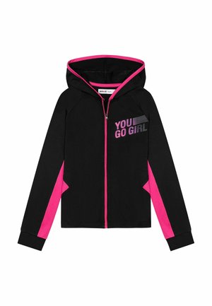 HOOD AND FRONT PRINT - Zip-up sweatshirt - black pink